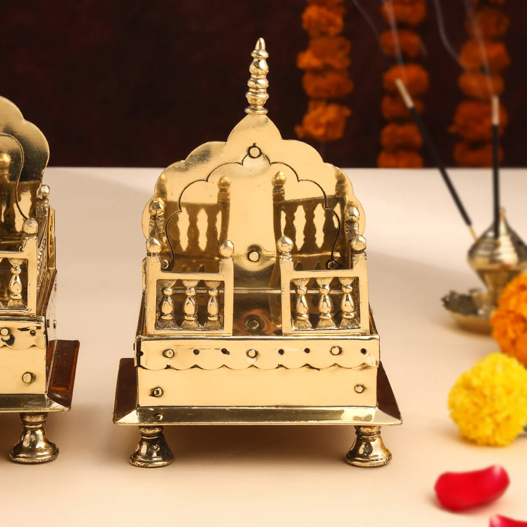 Brass Handcarved Singhasan - Image 3
