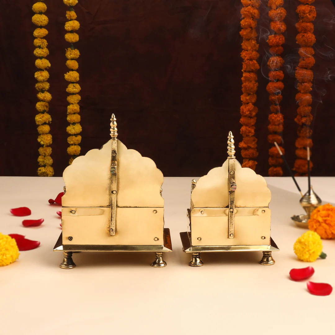 Brass Handcarved Singhasan - Image 4