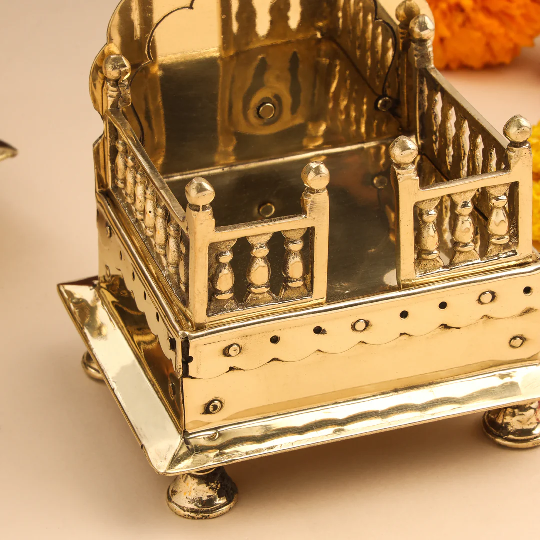 Brass Handcarved Singhasan - Image 5