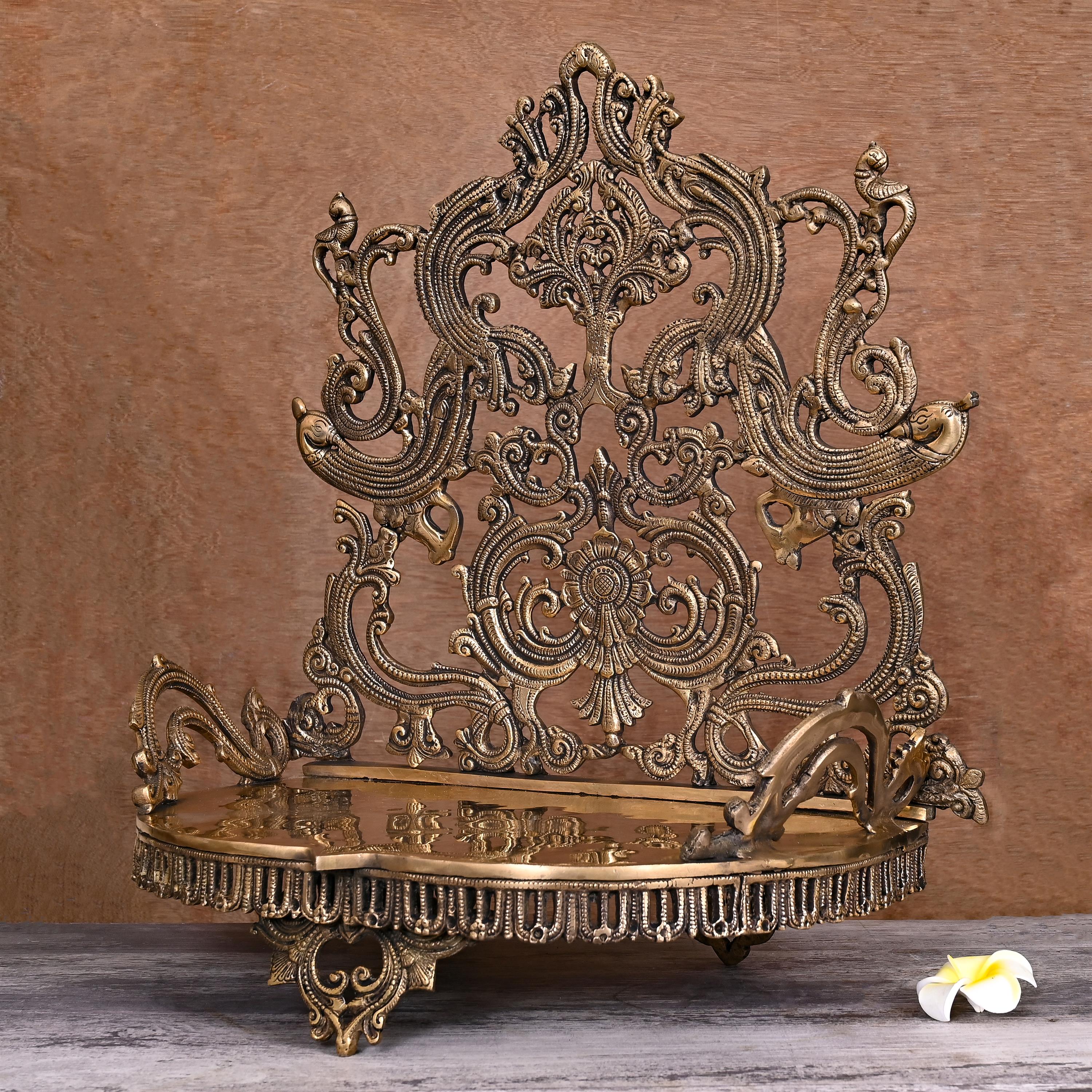 Brass Handcarved Singhasan (20 Inch) - Image 2