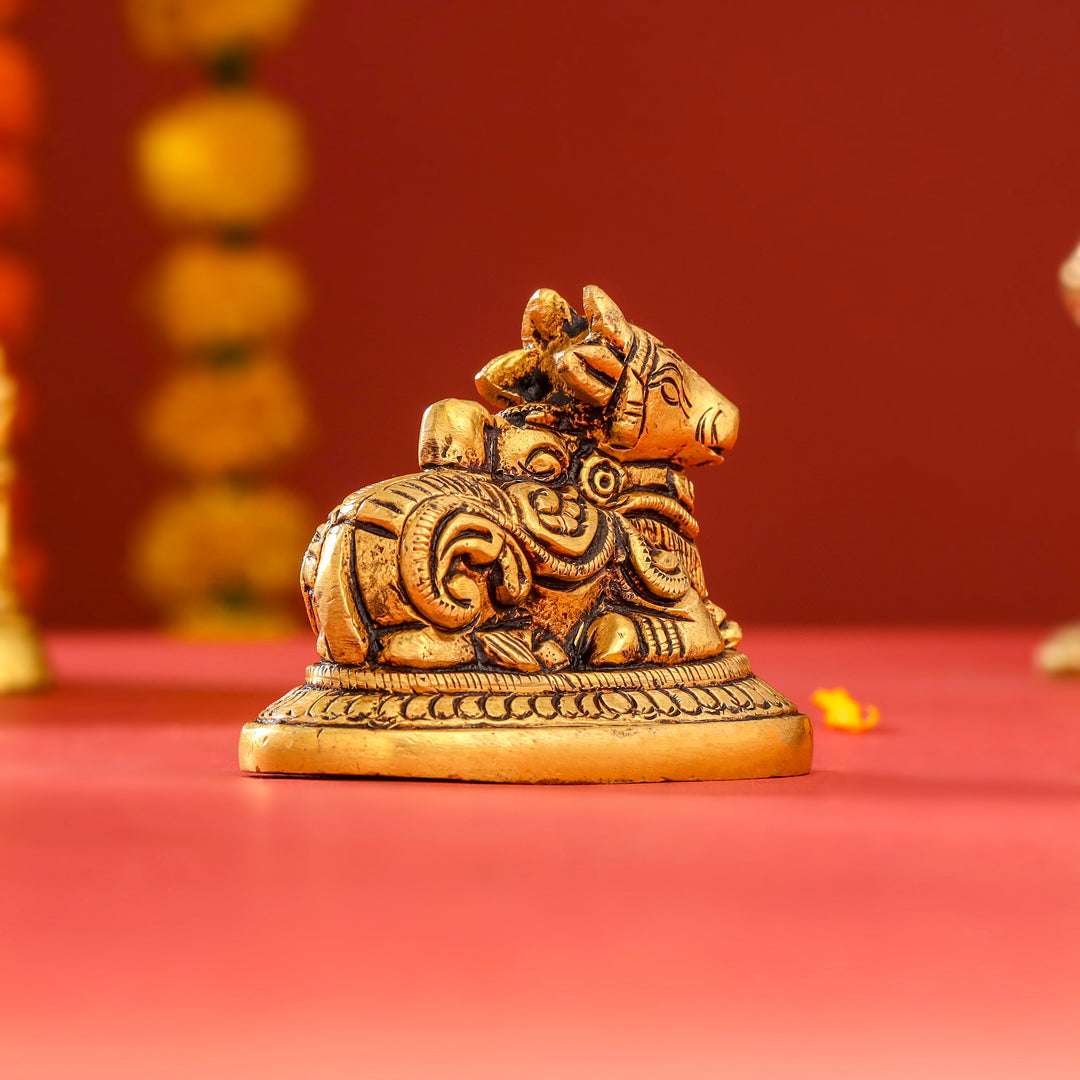 Brass Sitting Nandi Idol (2.5 Inch) - Image 3