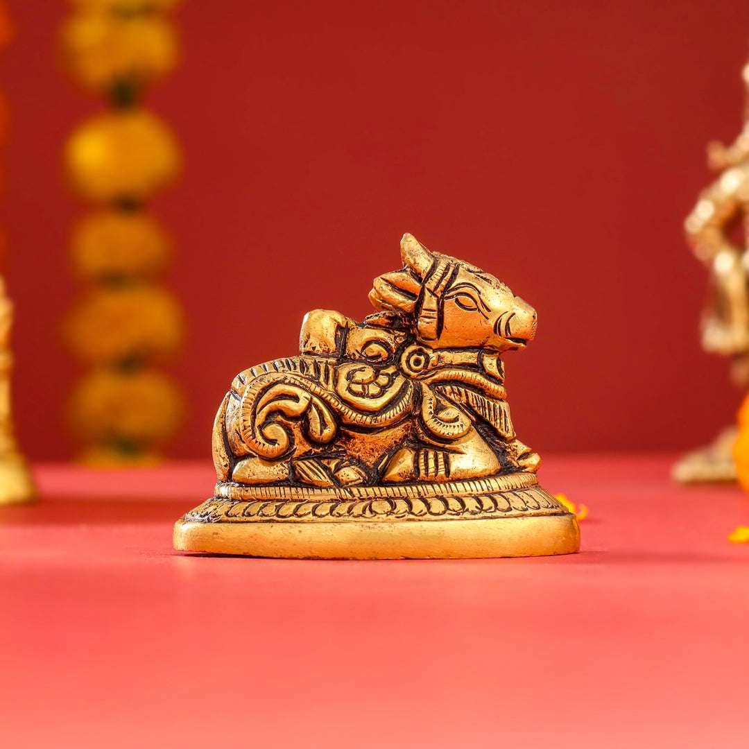 Brass Sitting Nandi Idol (2.5 Inch) - Image 4