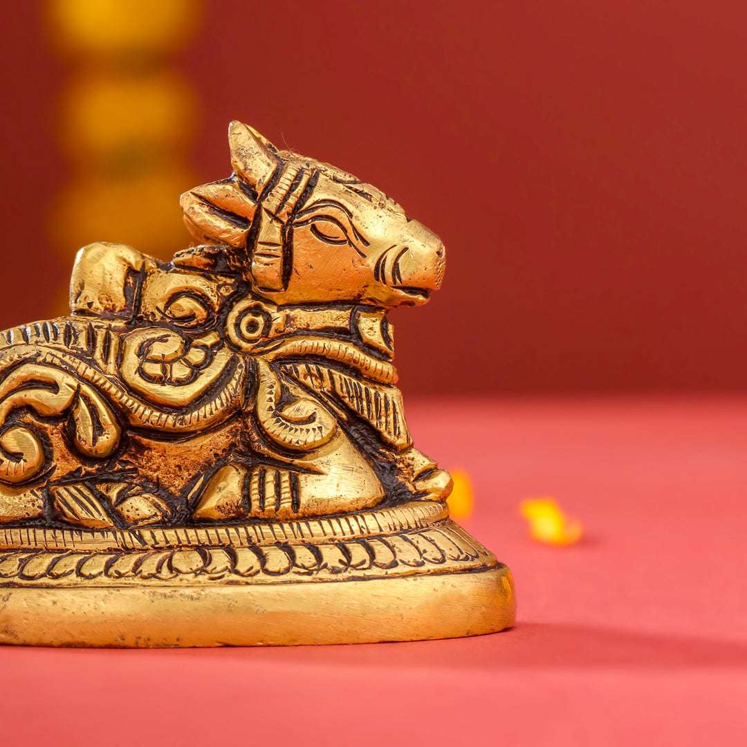 Brass Sitting Nandi Idol (2.5 Inch) - Image 5