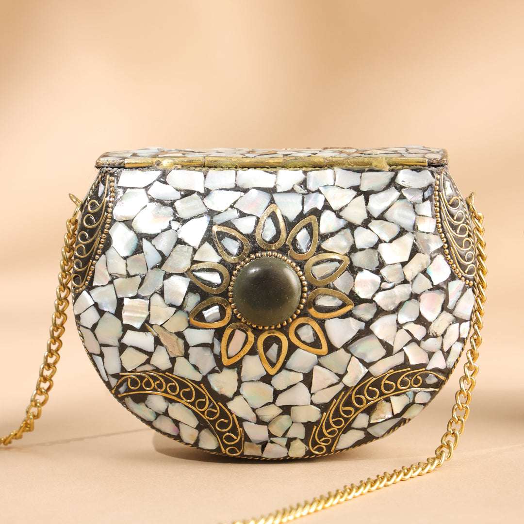 Brass Handcrafted Mosaic Sling Bags – Vintage Boho Clutch (4.5 Inch) - Image 5