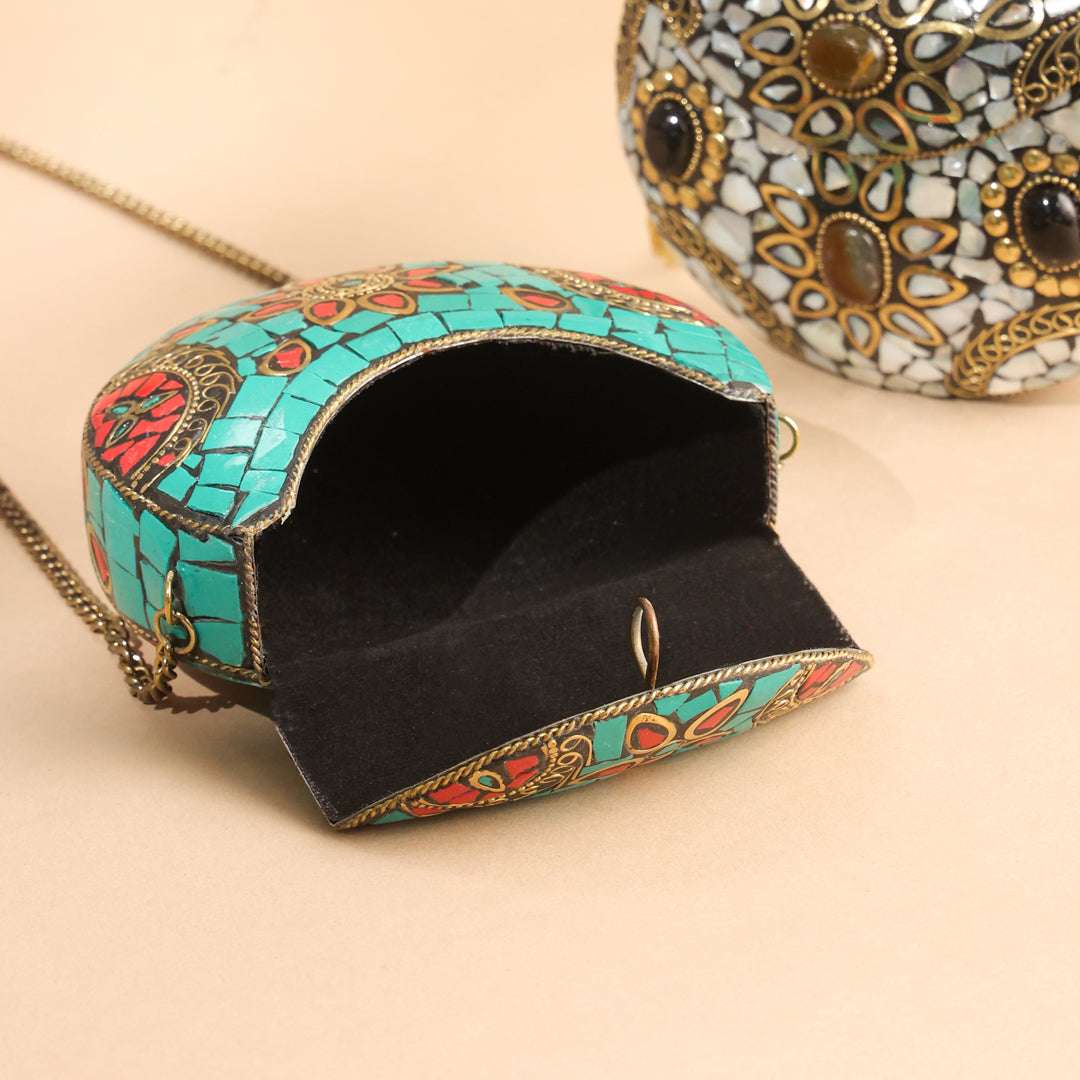 Brass Handcrafted Mosaic Sling Bags – Vintage Boho Clutch (4.5 Inch) - Image 7