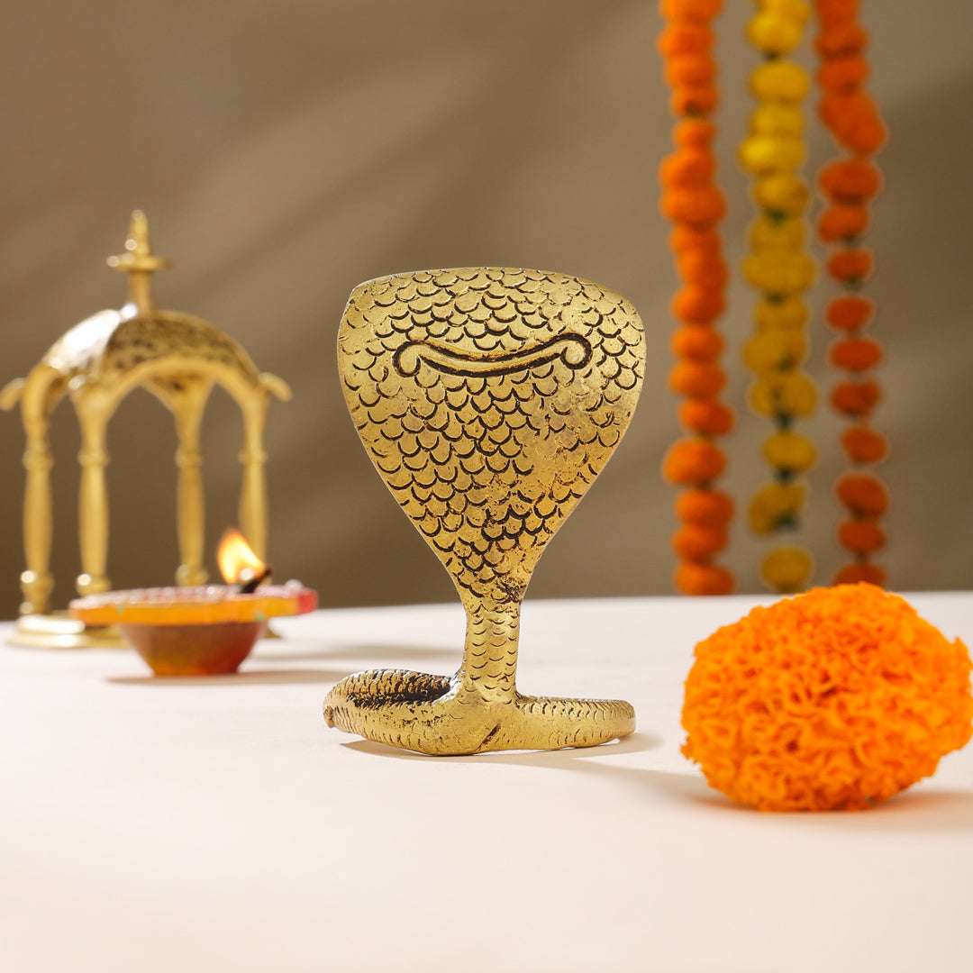 Brass Shivalinga Naaga Figurine (5 Inch) - Image 5