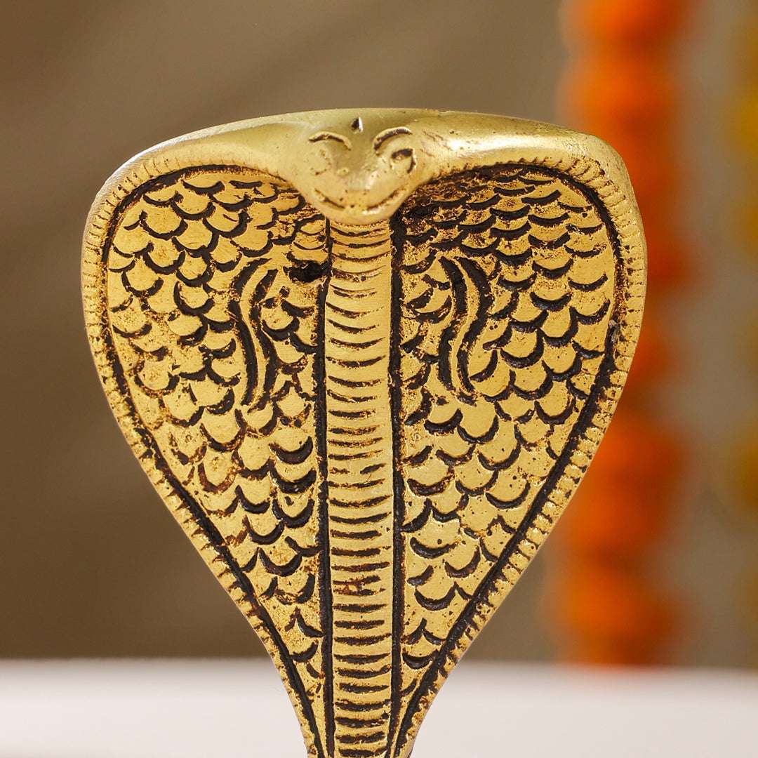 Brass Shivalinga Naaga Figurine (5 Inch) - Image 6