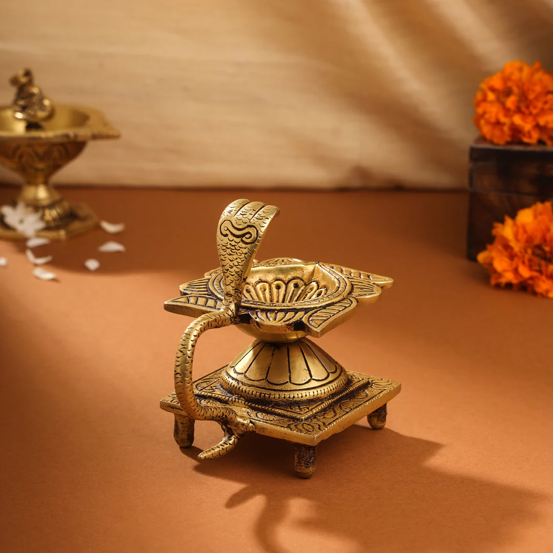 Brass Snake/Naag Tulsi diya (4 Inch) - Image 5