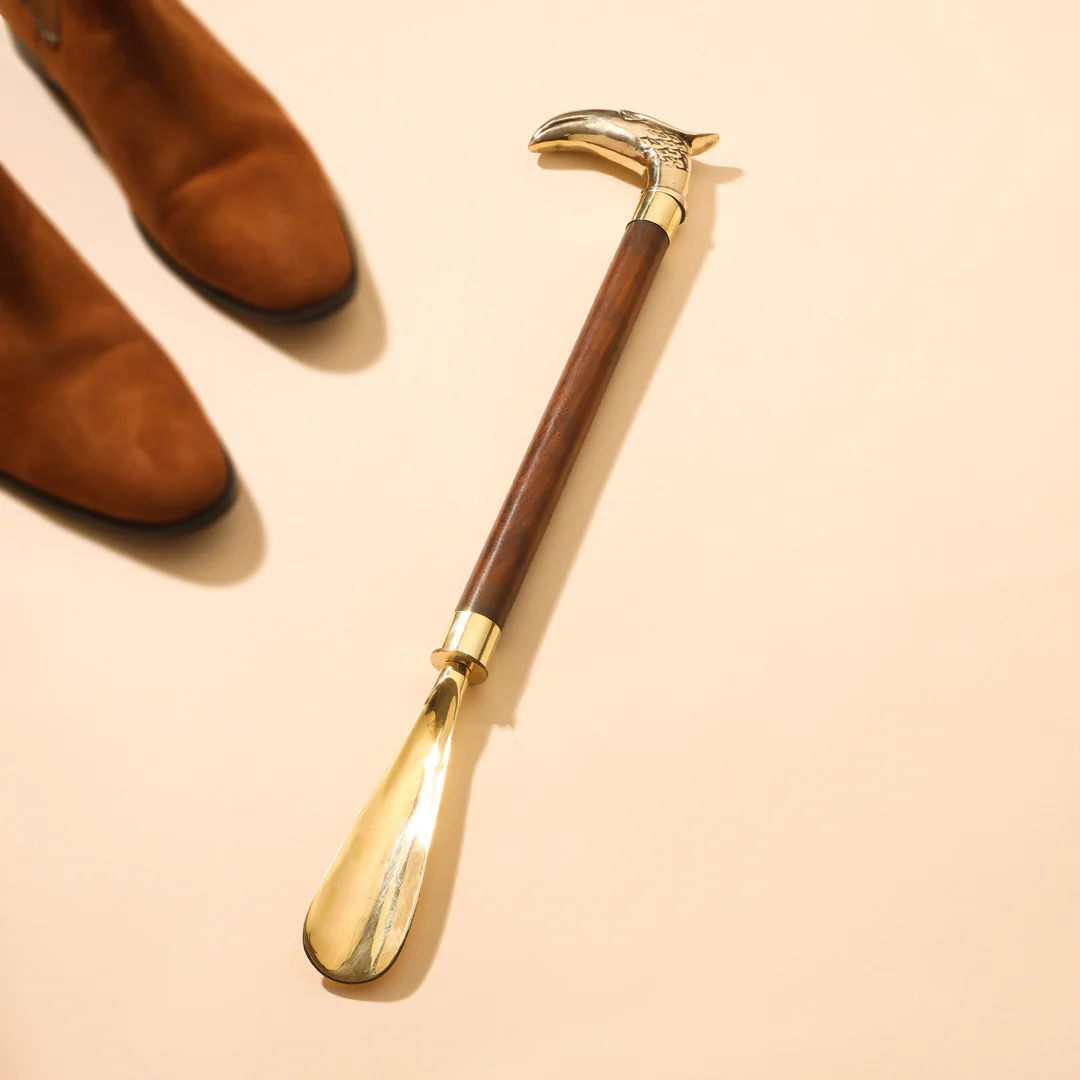 Brass Vintage Wooden Shoe Horn (20 Inch) - Image 4