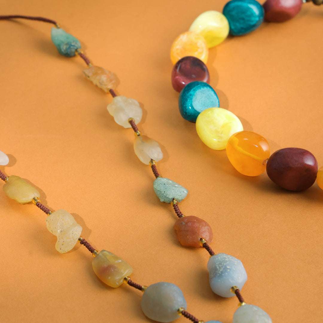 Resin Handcrafted Bead Necklace Jewelry with Tribal Charm - Image 3