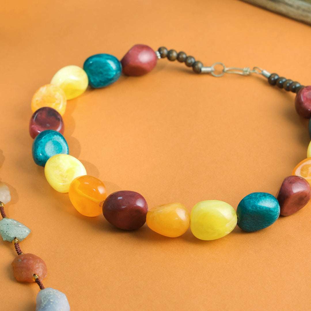 Resin Handcrafted Bead Necklace Jewelry with Tribal Charm - Image 4