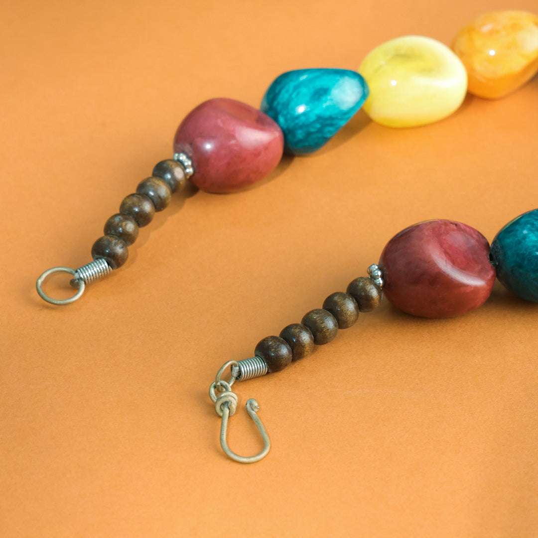 Resin Handcrafted Bead Necklace Jewelry with Tribal Charm - Image 6