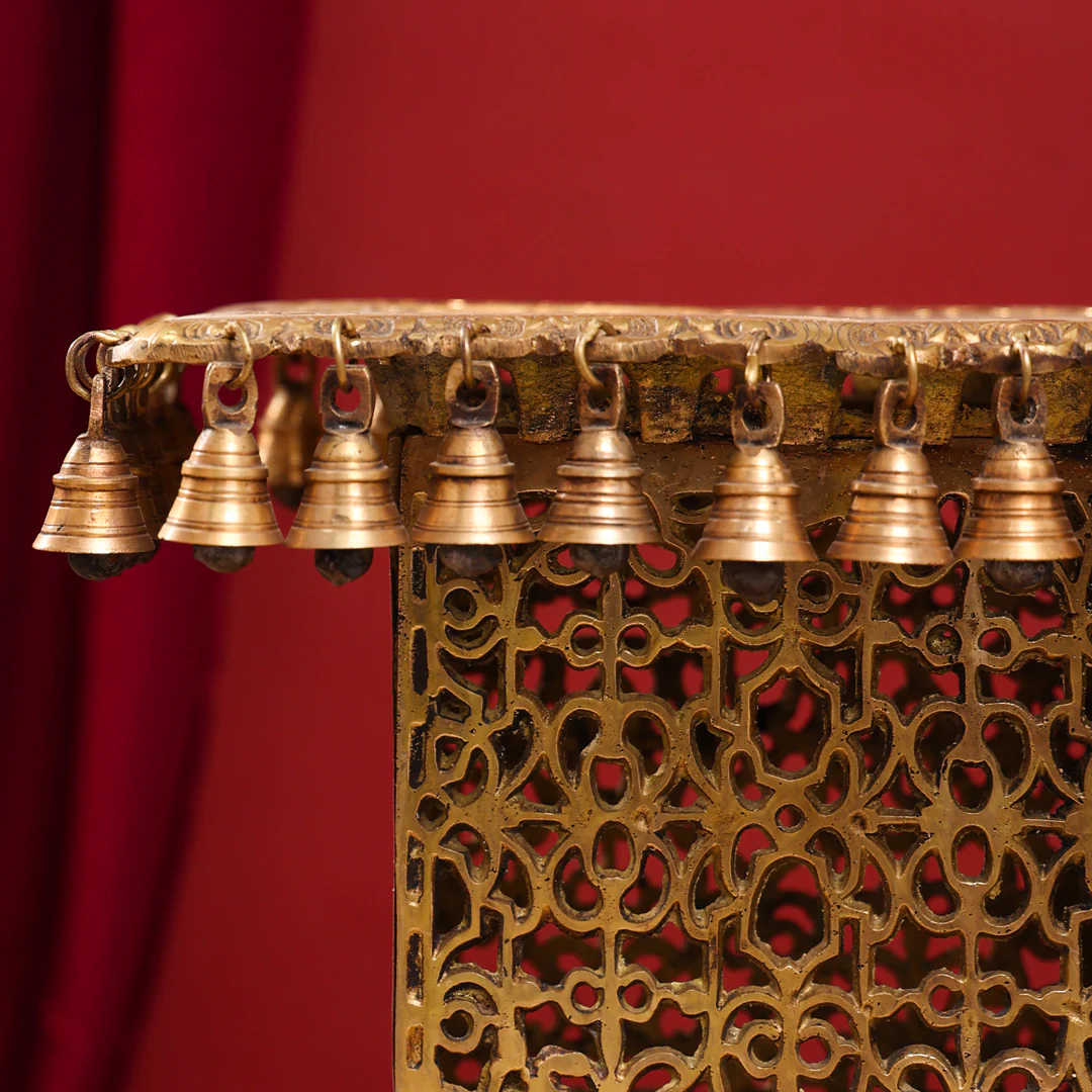 Brass Stool With Forty Hanging Bells (21 Inch) - Image 3