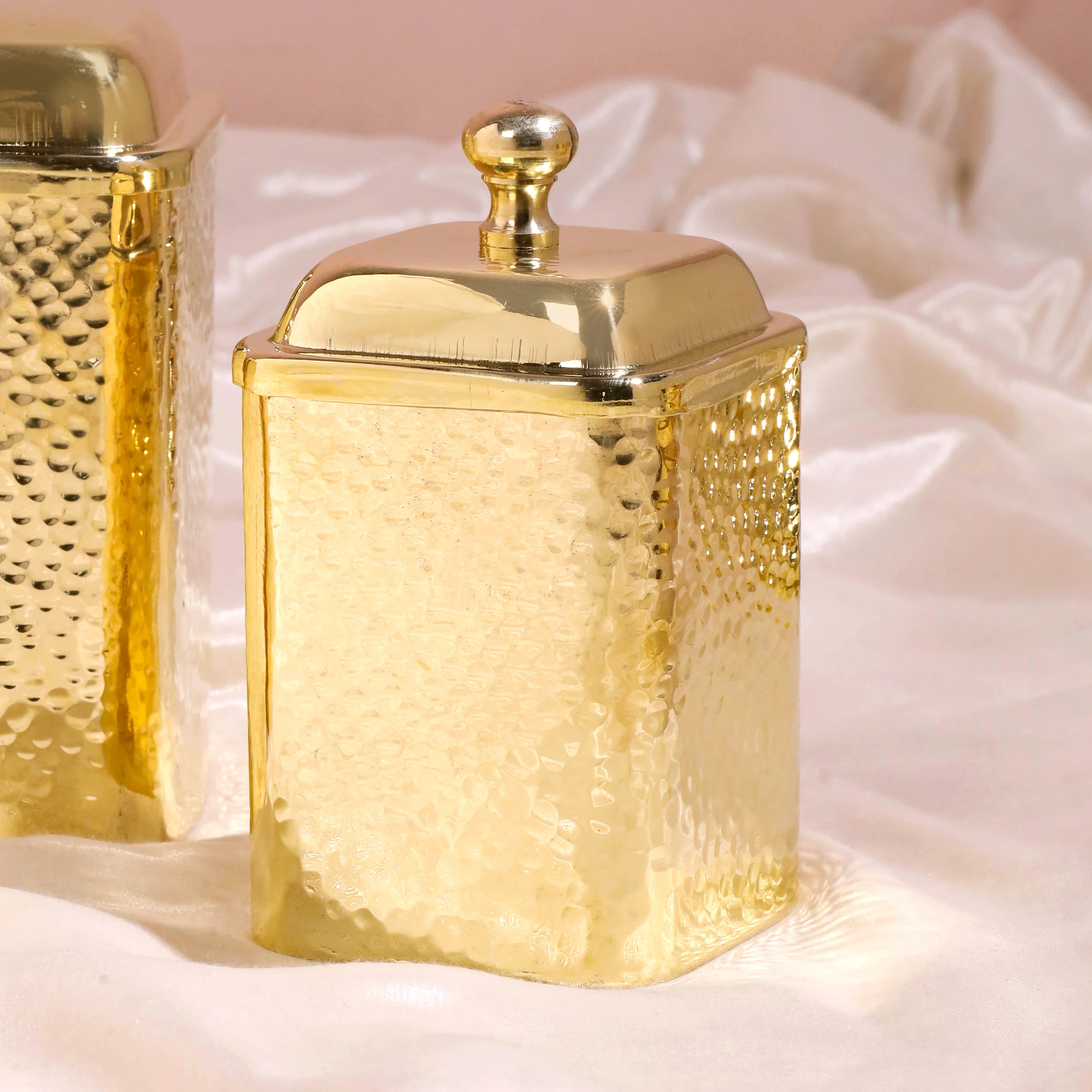 Brass Hammered Containers Set - Image 3