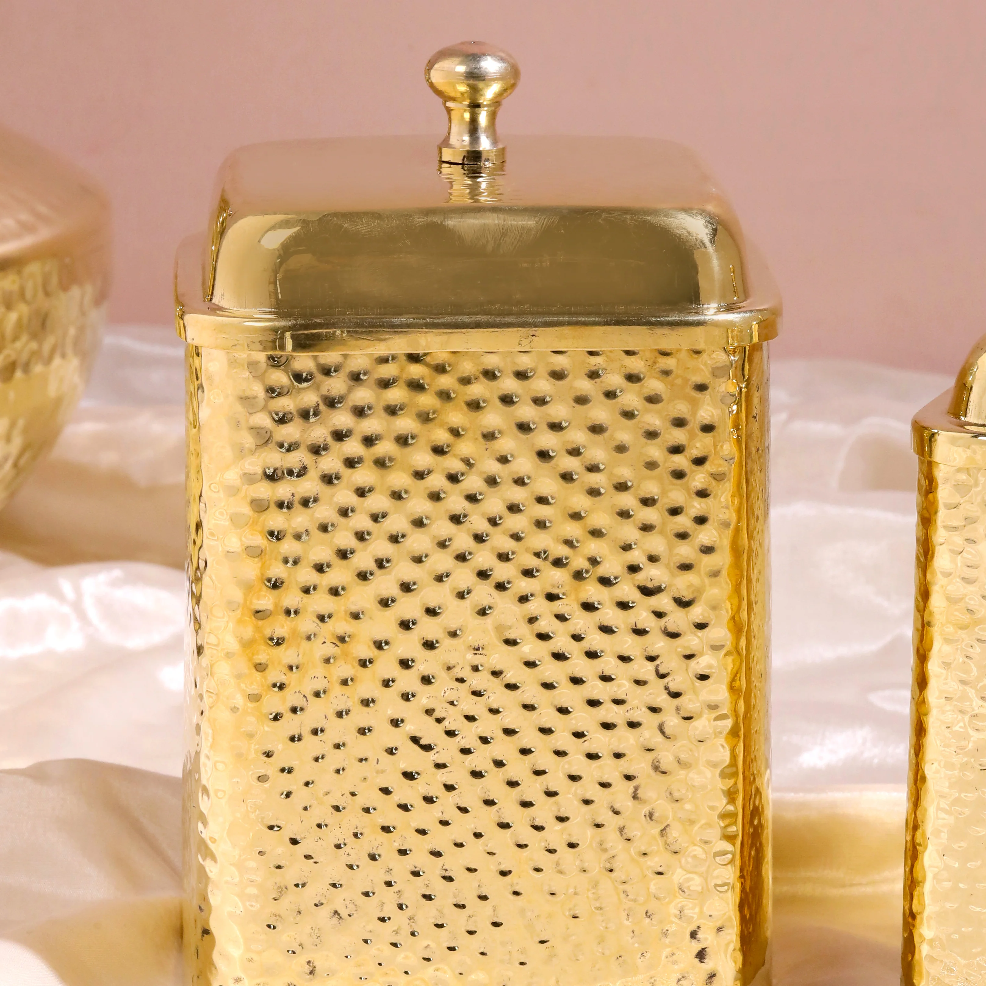 Brass Hammered Containers Set - Image 4