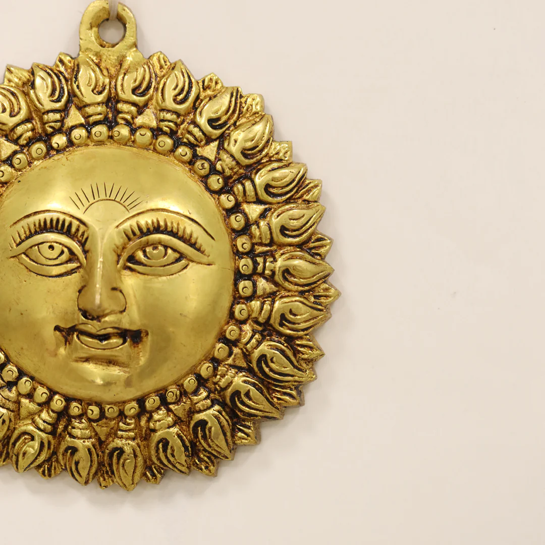Brass Sun Face Wall Hanging (6.5 Inch) - Image 3