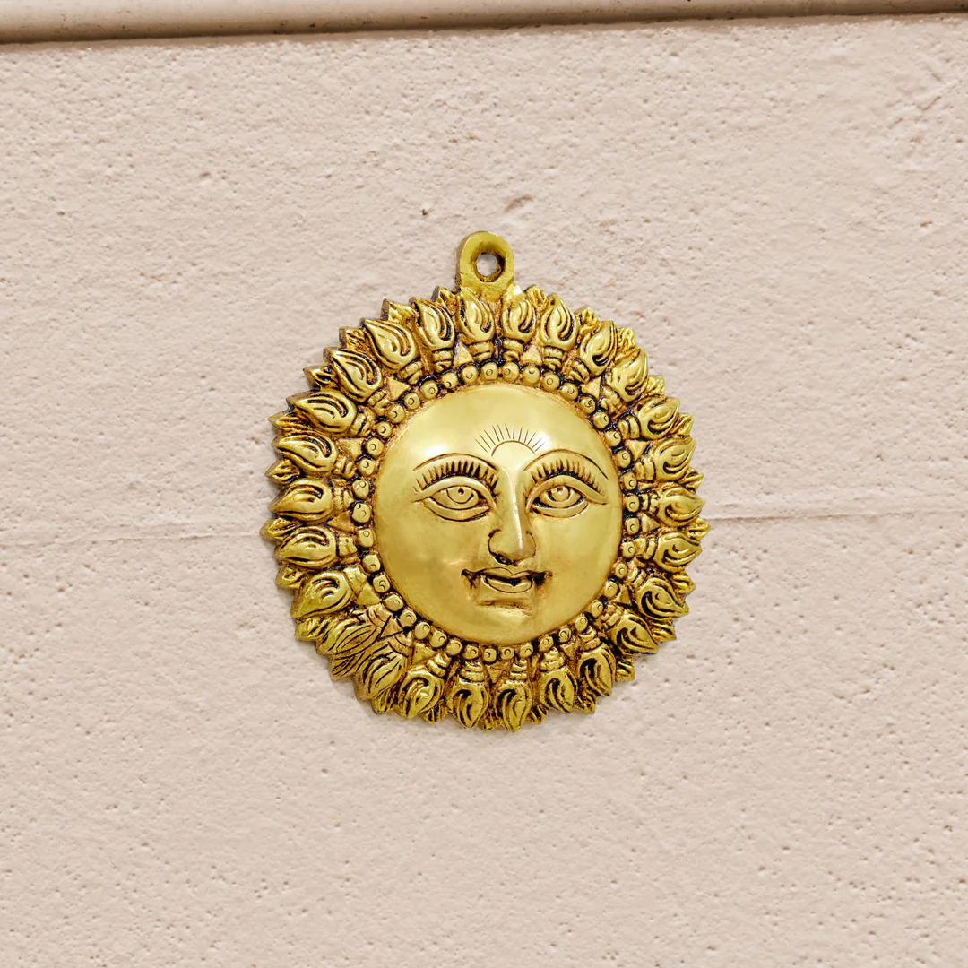 Brass Sun Face Wall Hanging (6.5 Inch) - Image 4