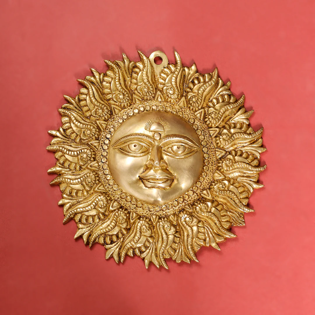 Brass Sun Face Wall Hanging (6.5 Inch) - Image 5