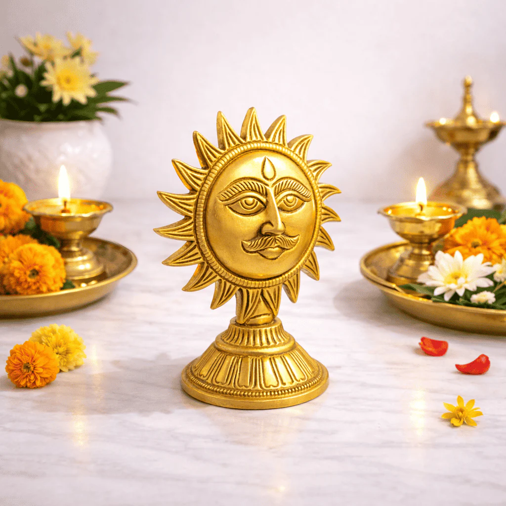 Brass Sun Face With Stand (4.5 Inch) - Image 2