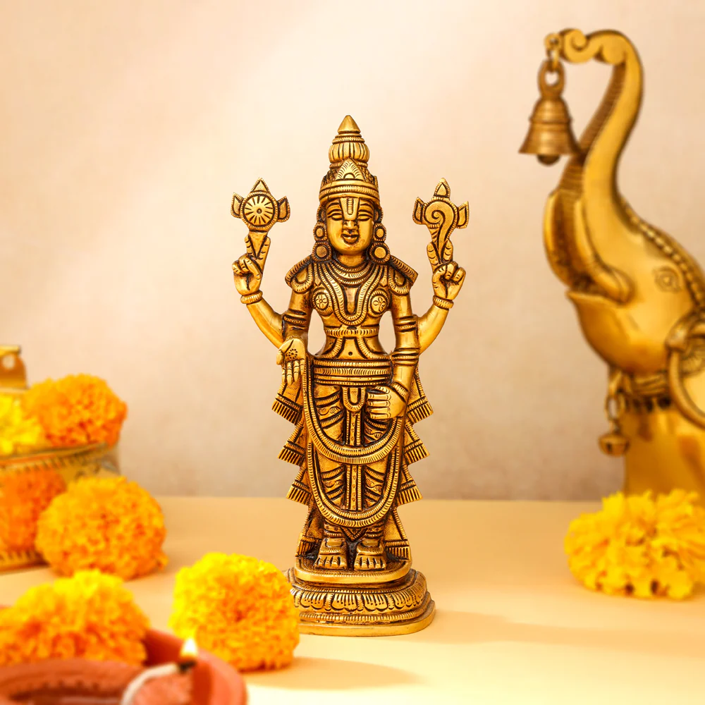 Brass Superfine Tirupati Balaji/Venkateshwar Idol (9 Inch) - Image 2