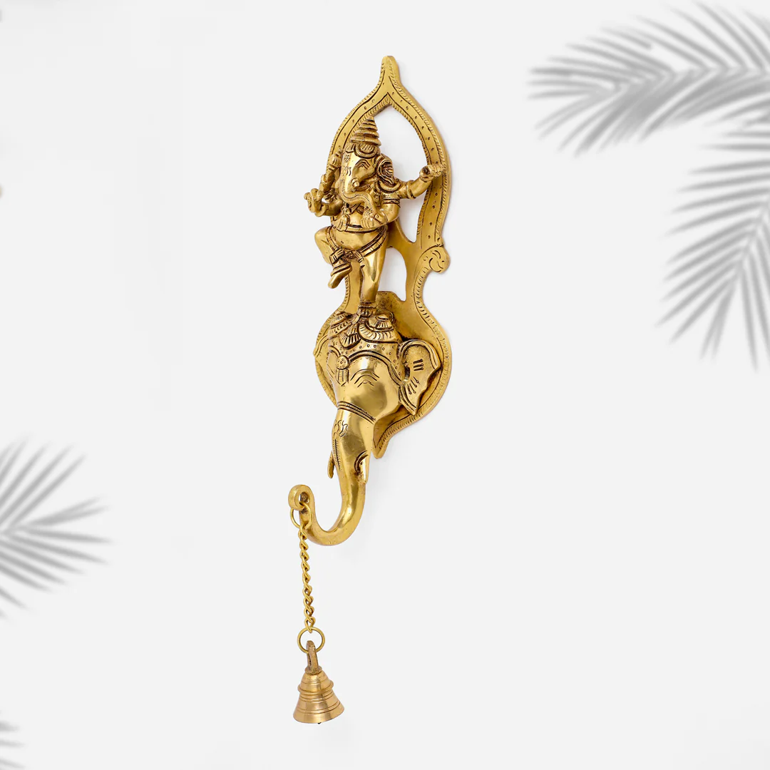 Brass Superfine Dancing Hanging Ganesha With Bell (15 Inch) - Image 4