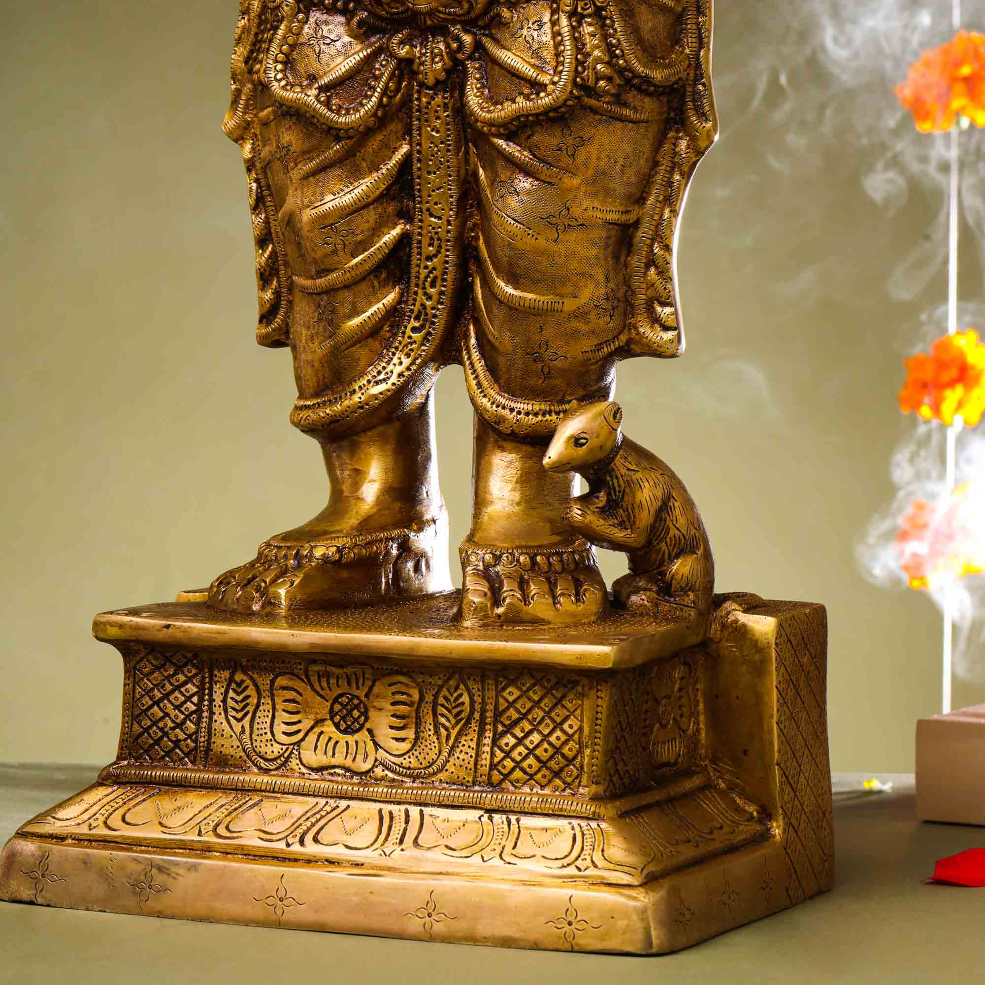 Brass Superfine Standing Ganesha Statue (27 Inch) - Image 3