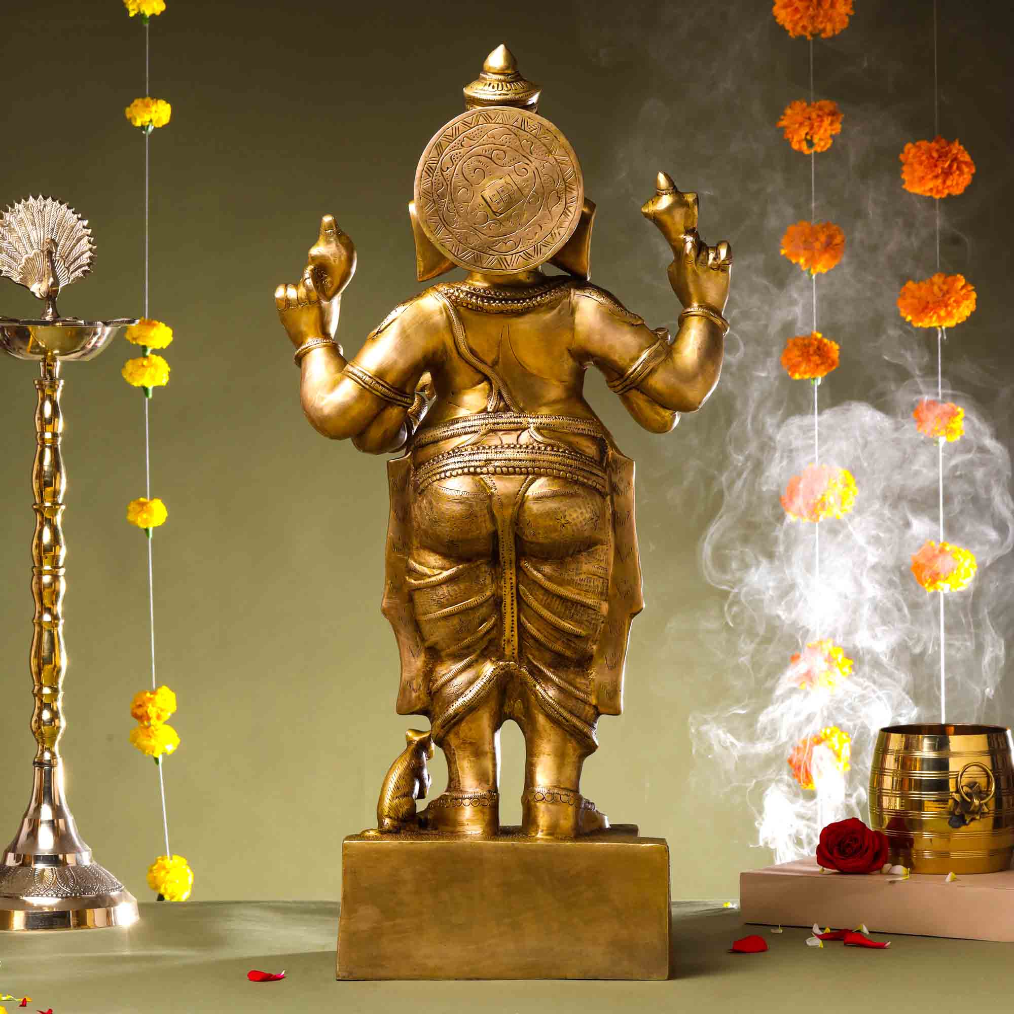 Brass Superfine Standing Ganesha Statue (27 Inch) - Image 5