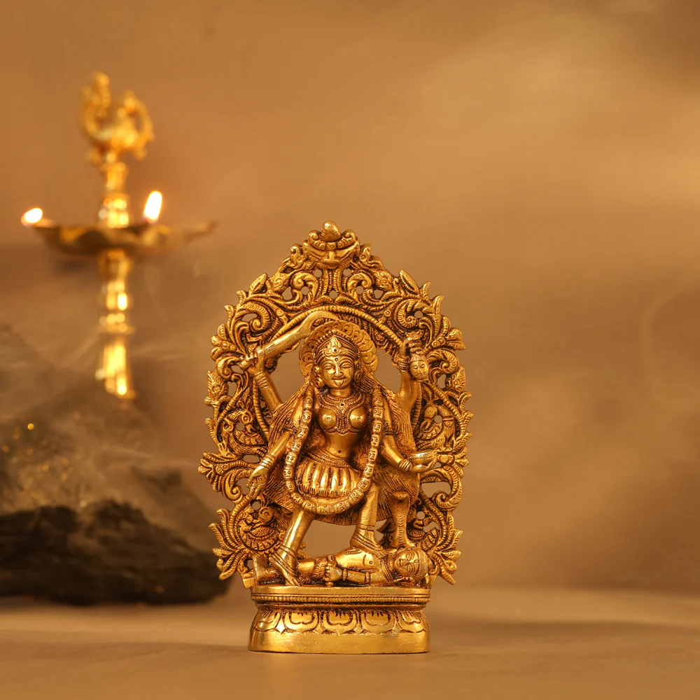Brass Superfine Goddess Standing Kali Idol (8 Inch)