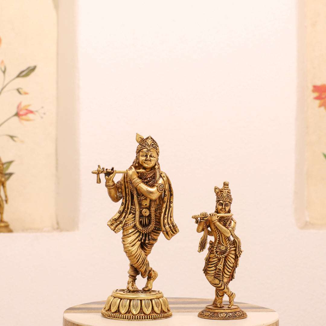 Brass Standing Krishna Idol