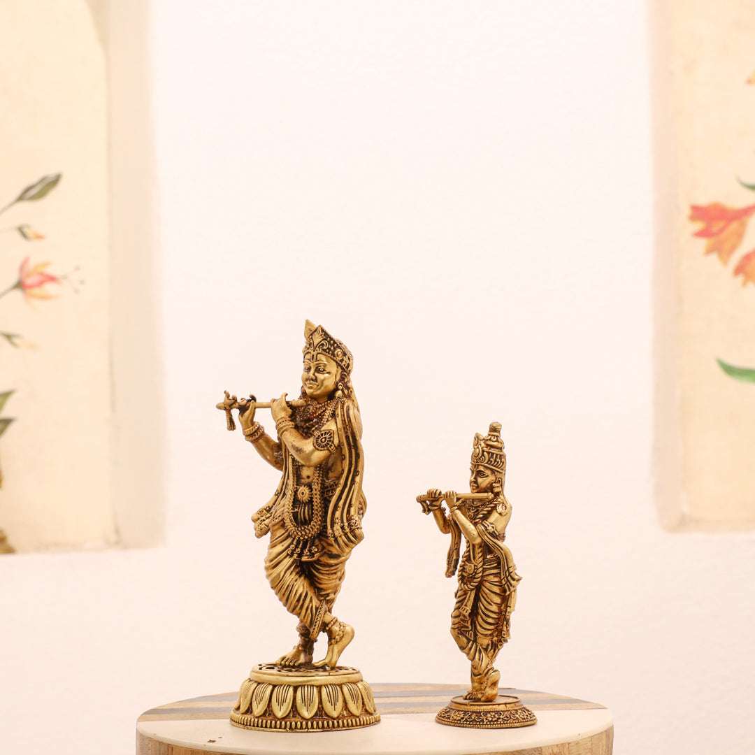 Brass Standing Krishna Idol - Image 4