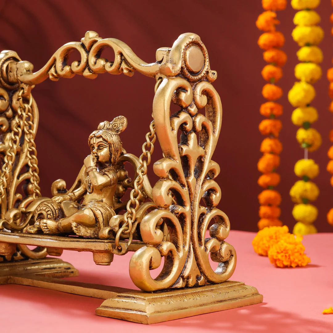 Brass Superfine Laddu Gopal On Swing/Jhula (7.5 Inch) - Image 5