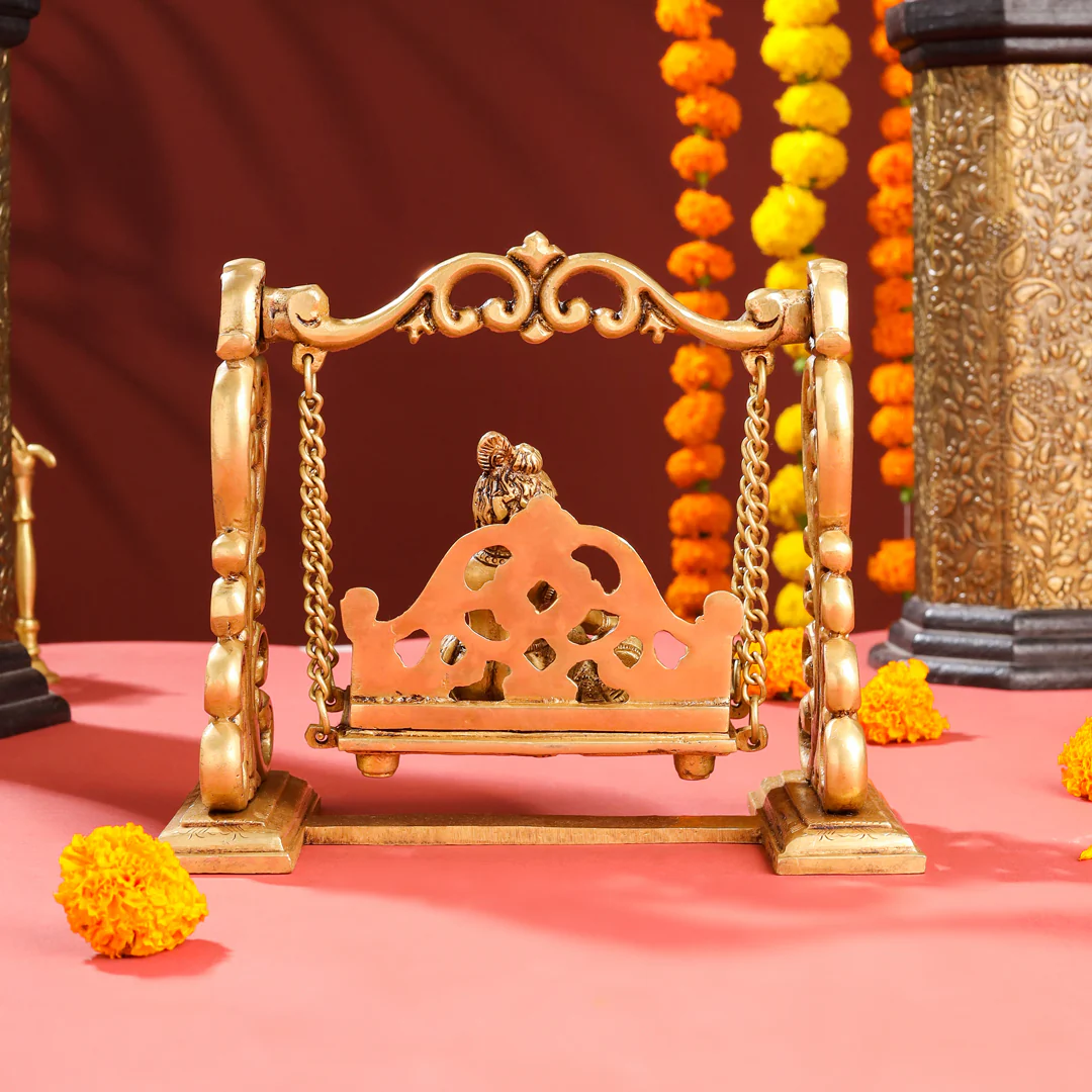 Brass Superfine Laddu Gopal On Swing/Jhula (7.5 Inch) - Image 7