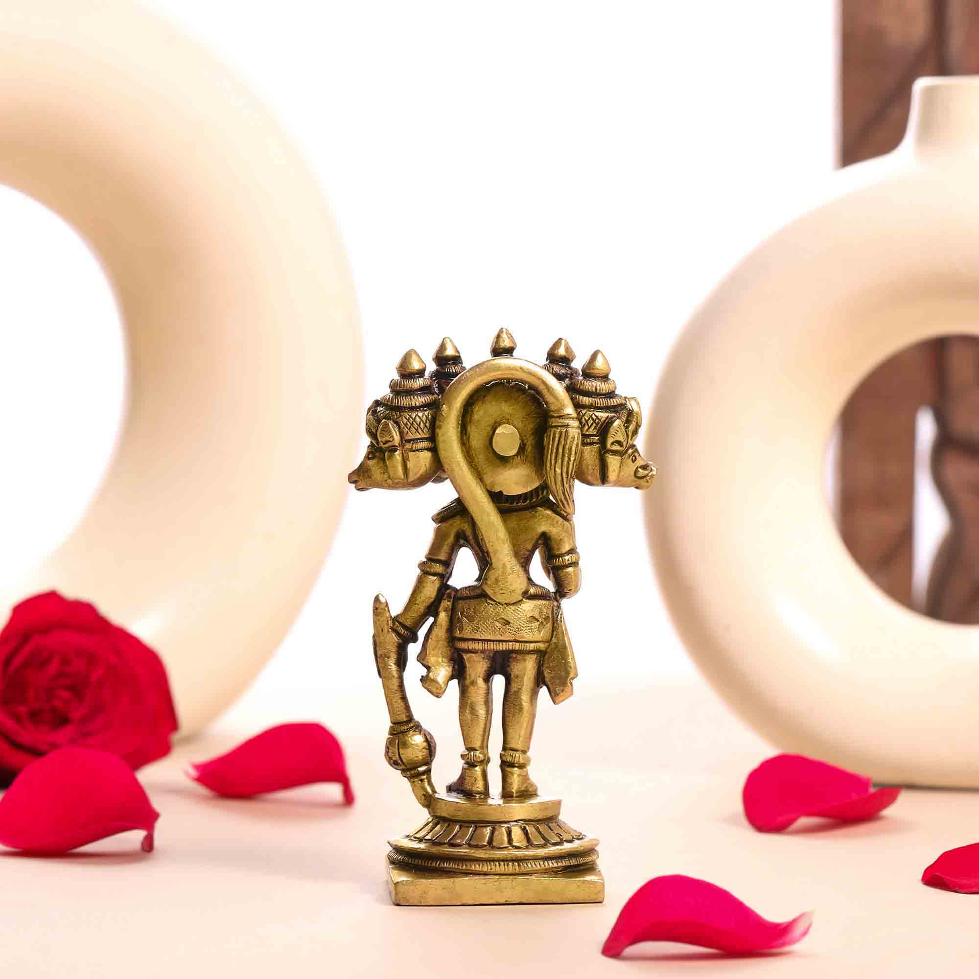 Brass Superfine Standing Panchmukhi Hanuman Idol (4.5 Inch) - Image 4