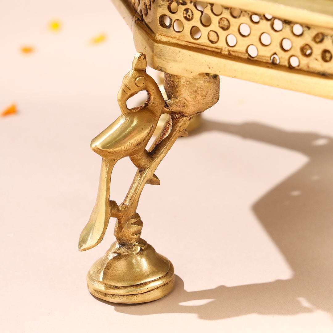Brass Superfine Chowki With Peacock Pillars (5.5 INCH) - Image 4