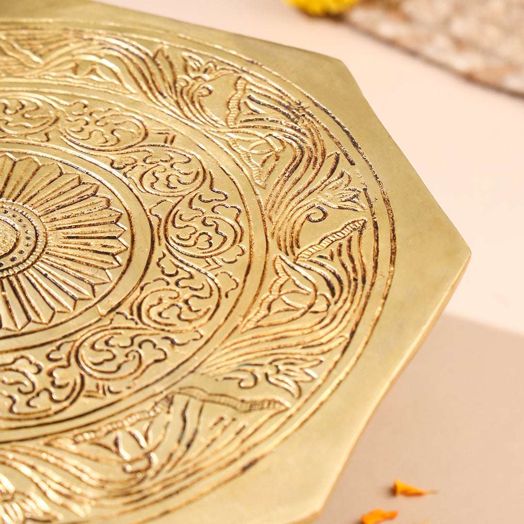 Brass Superfine Chowki With Peacock Pillars (5.5 INCH) - Image 5