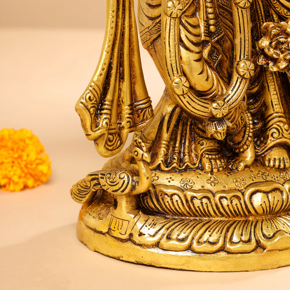 BRASS SUPERFINE STANDING RADHA KRISHNA STATUE (12.5") - Image 3