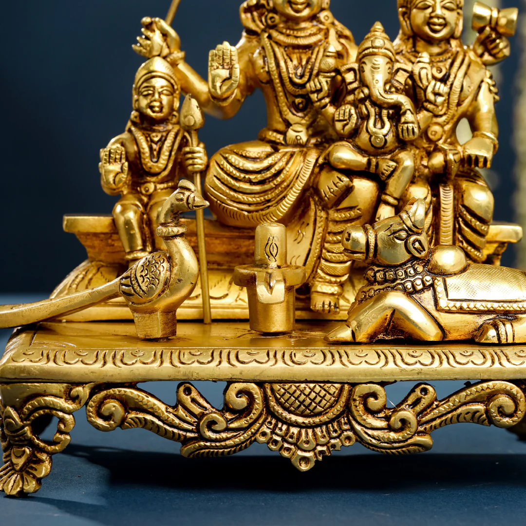 Brass Superfine Sitting Shiva Family Statue (7 Inch) - Image 8