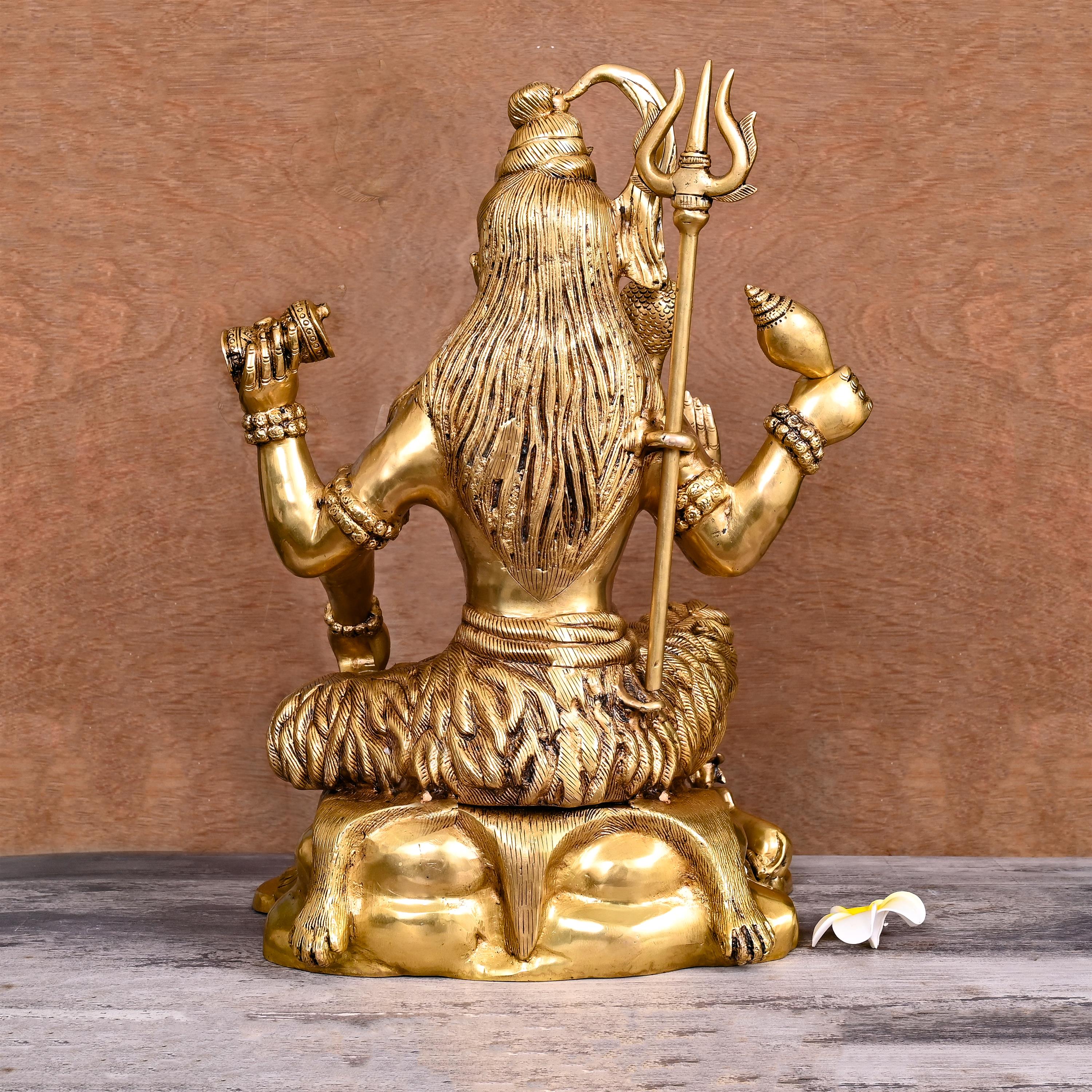 Brass Superfine Lord Shiva Sitting Statue (18.5 Inch) - Image 3