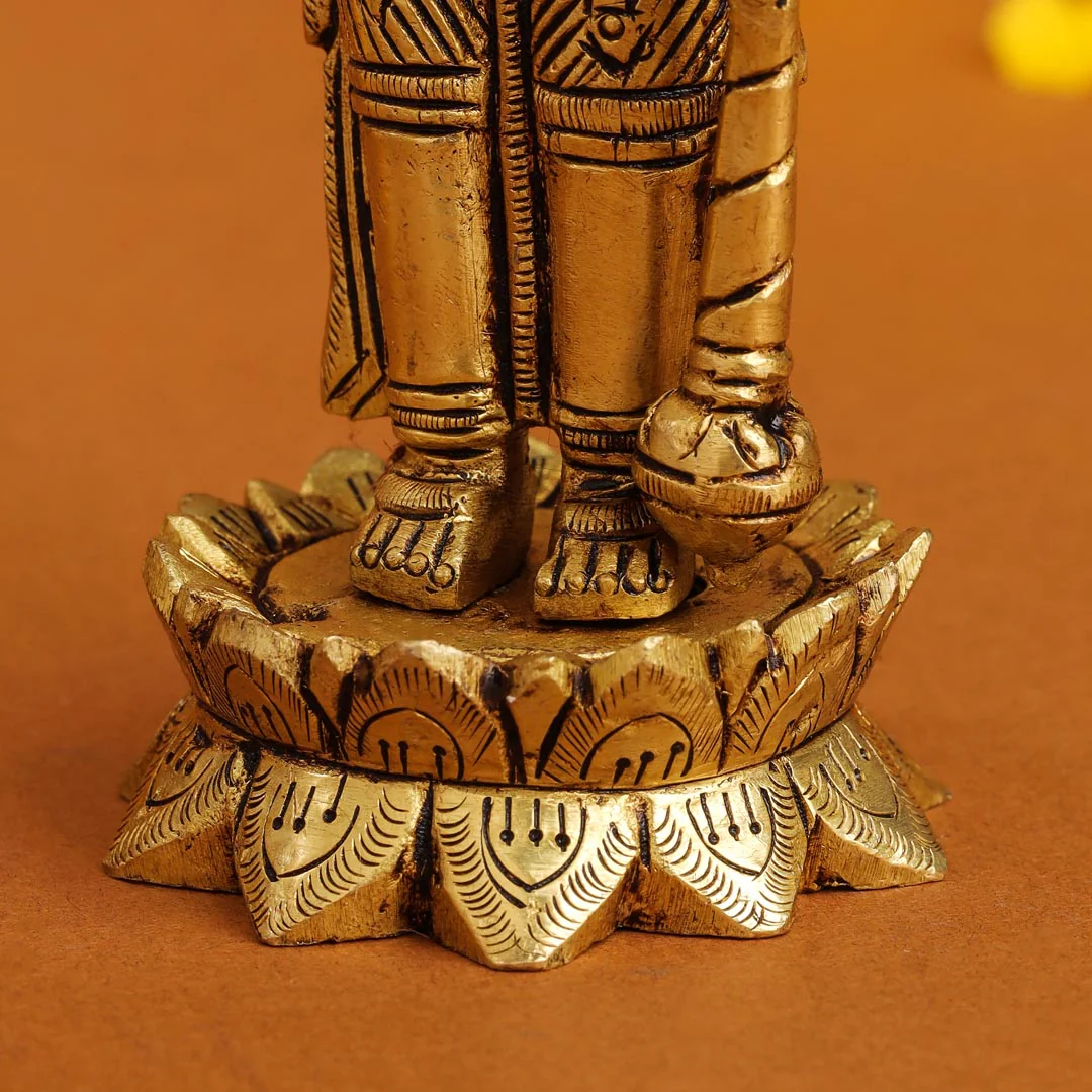 Brass Superfine Lord Vishnu On Lotus Idol (6 Inch) - Image 6
