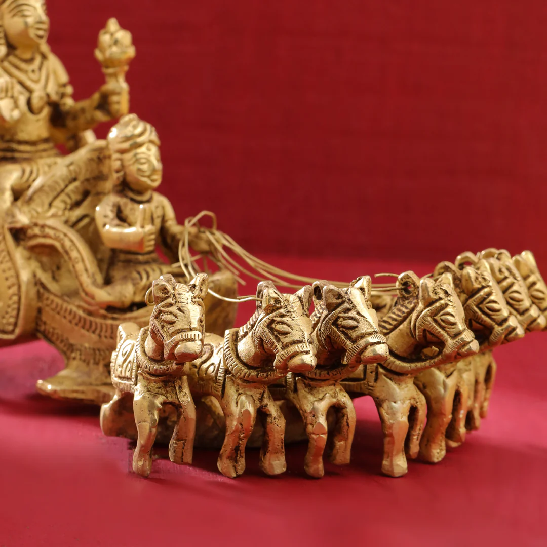 Brass Surya Rath Idol (5 Inch) - Image 10