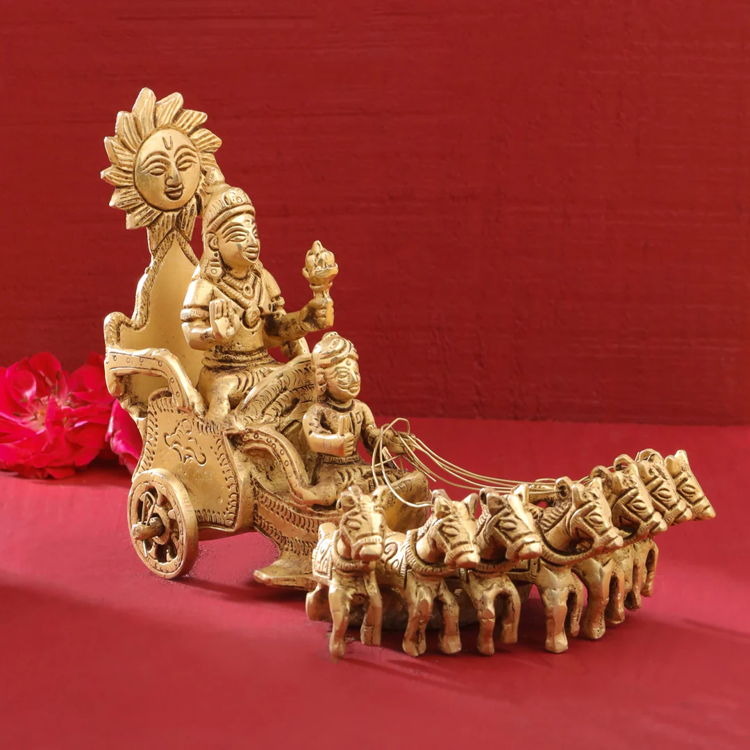 Brass Surya Rath Idol (5 Inch) - Image 2