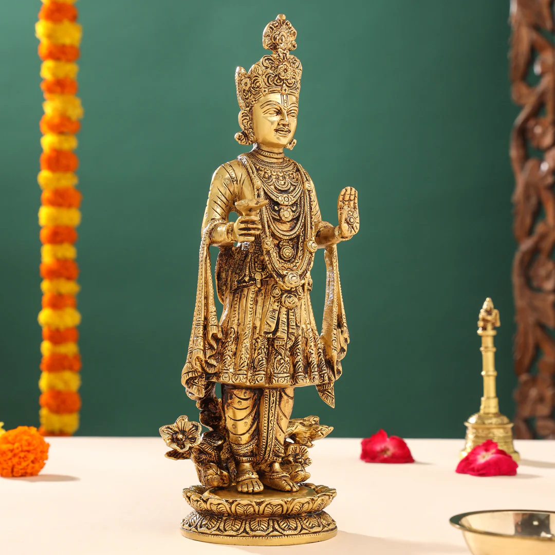 Brass Yogi Swami Narayan Statue (7 Inch) - Image 2