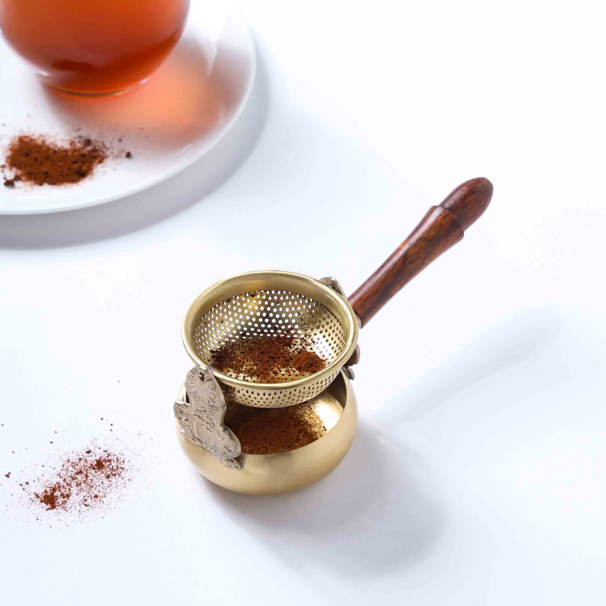 Brass Swing Tea Strainer With Wooden Handle (6 Inch) - Image 3