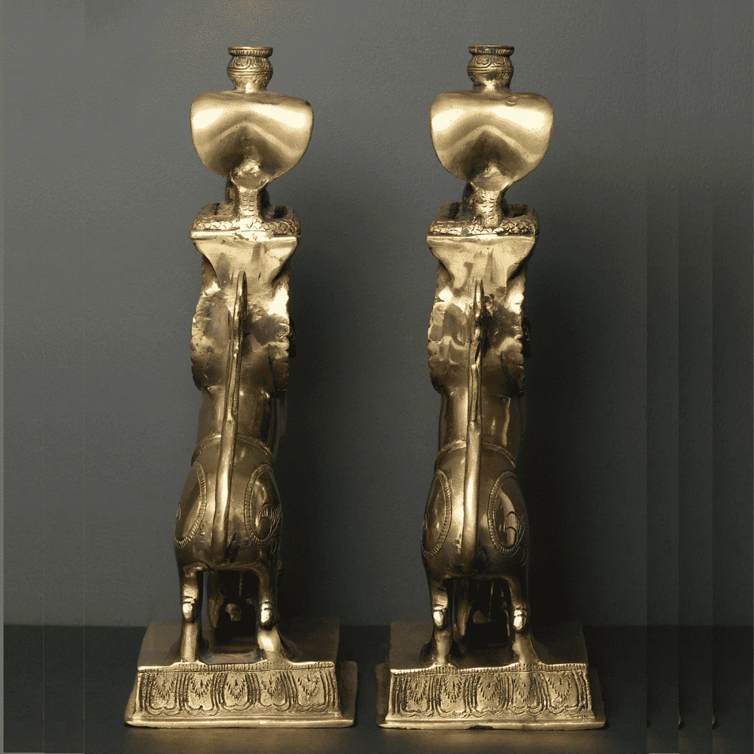 Brass Yali/kirtimukha Nandi Table Stand Set (16 Inch) - Image 4