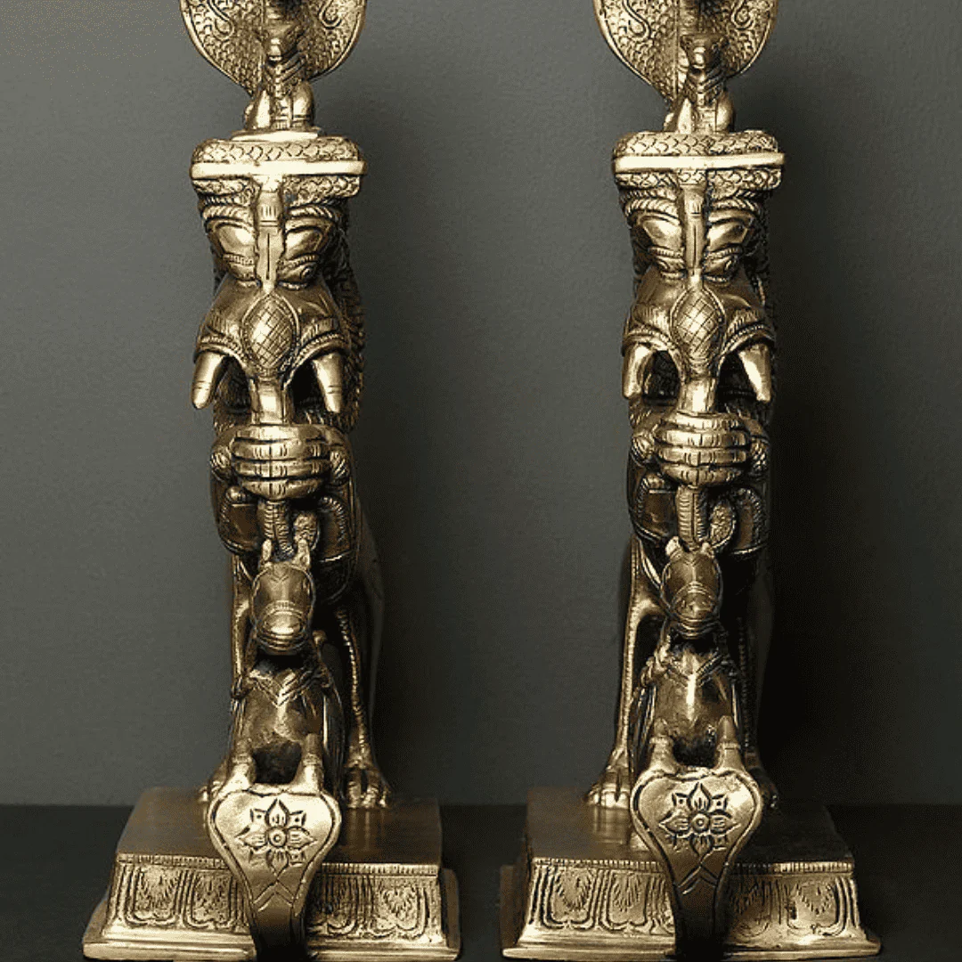 Brass Yali/kirtimukha Nandi Table Stand Set (16 Inch) - Image 5