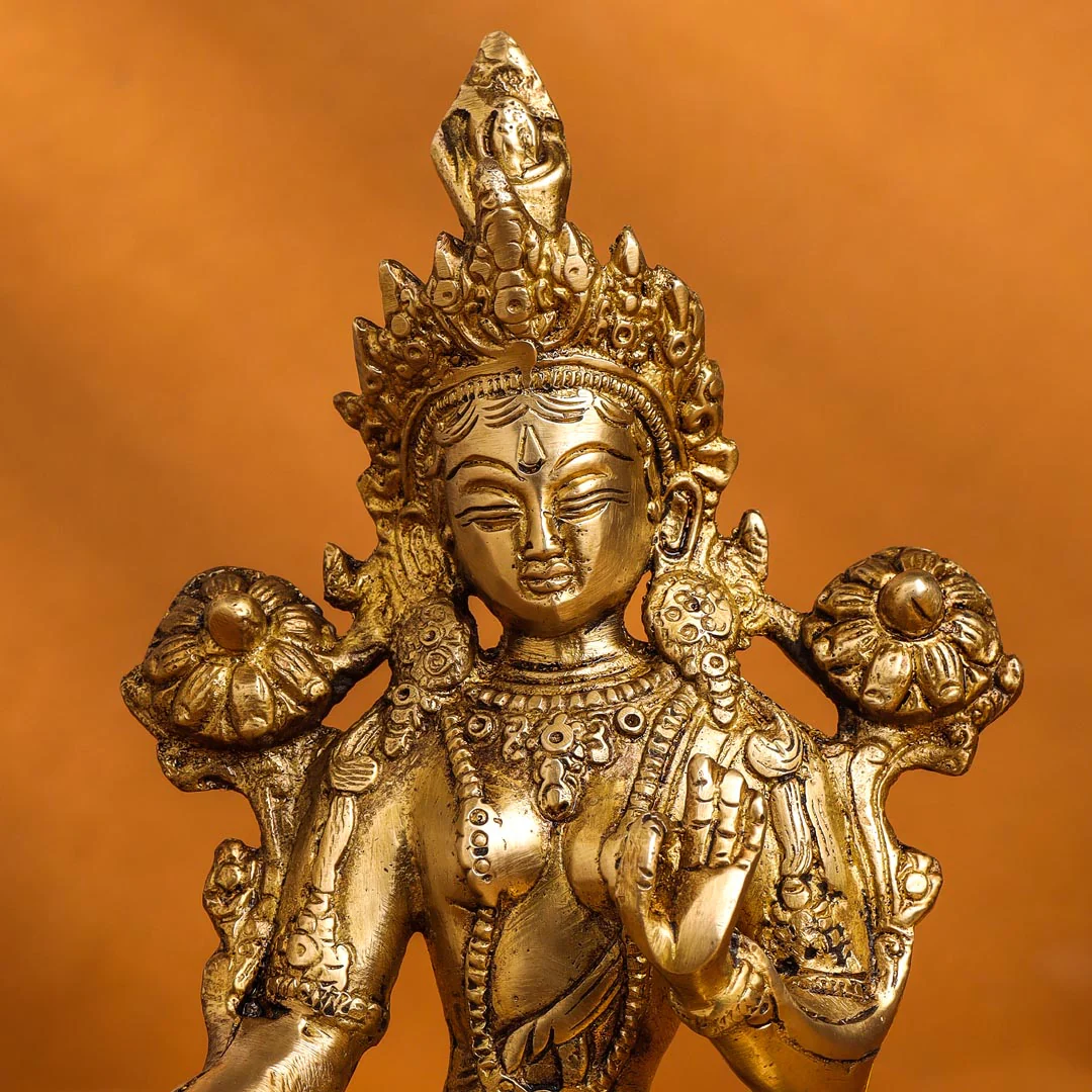 Brass Tara Devi Idol (8.2 Inch) - Image 2