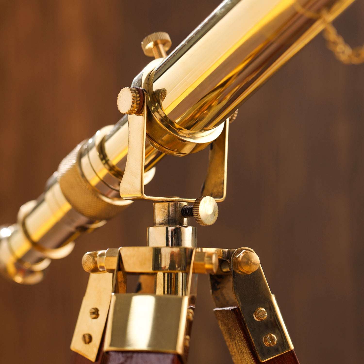 Brass Telescope with Wooden Tripod Stand (12 Inch) - Image 3