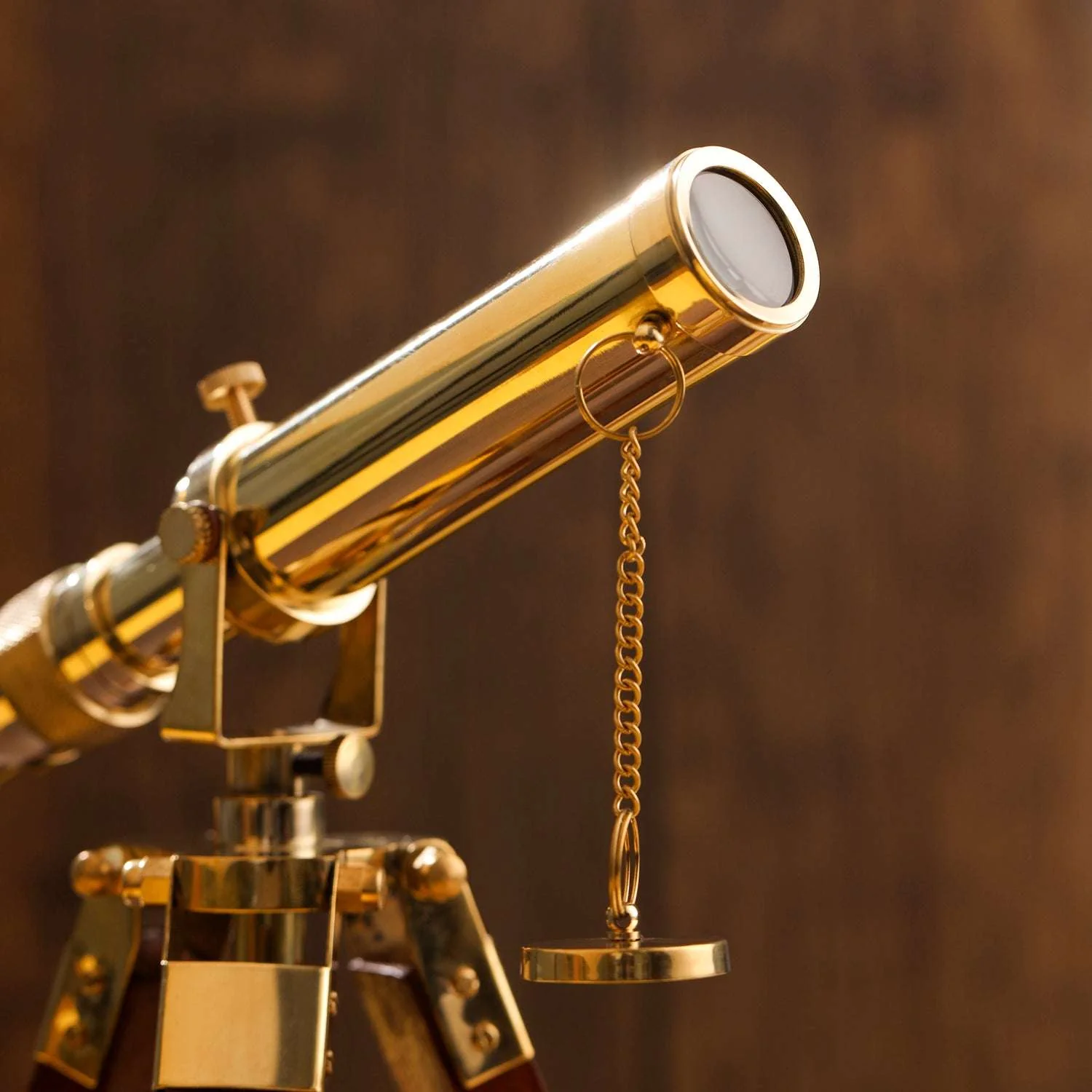 Brass Telescope with Wooden Tripod Stand (12 Inch) - Image 4