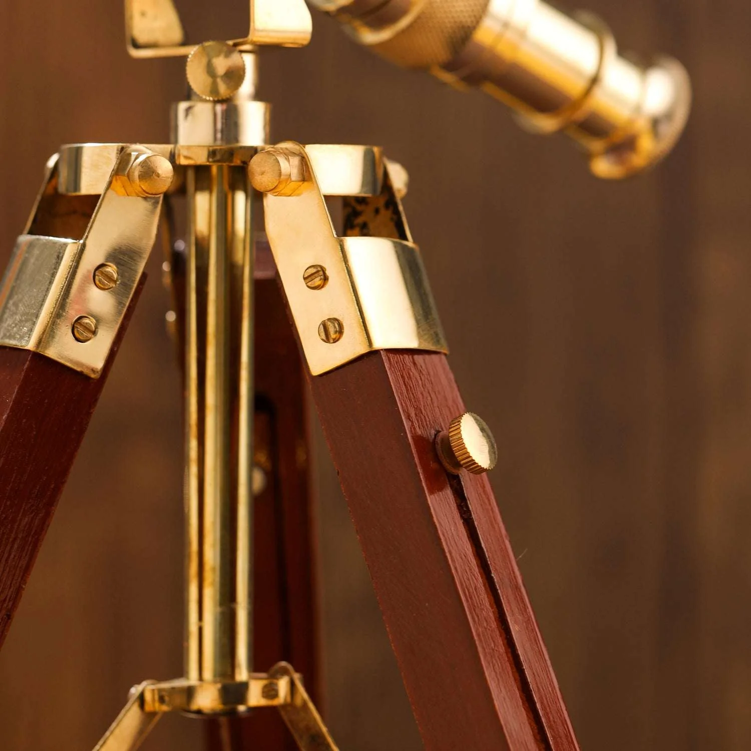 Brass Telescope with Wooden Tripod Stand (12 Inch) - Image 7