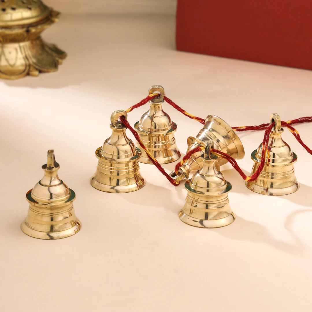 Brass Decorative Wall Hanging Bells Set (2.5 Inch) - Image 2